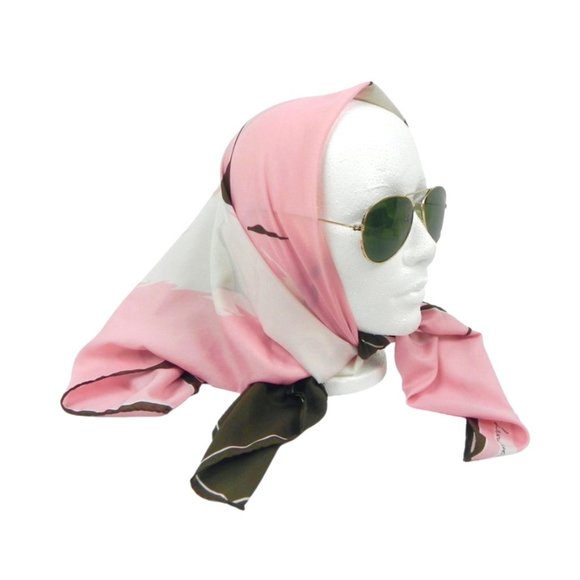 Vintage Silk Pink & Brown Scarf - Picture 9 of 9